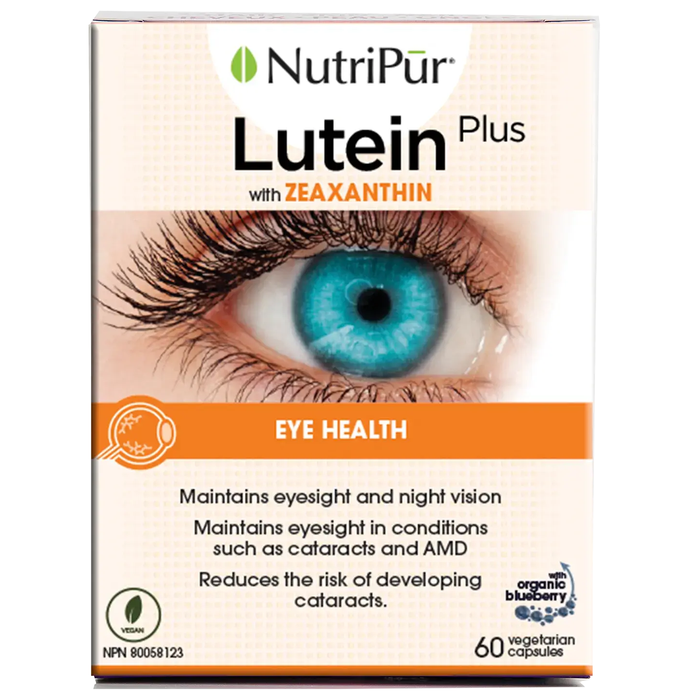 NUTRIPUR Lutein plus eye health, blueberry - 60 vcaps