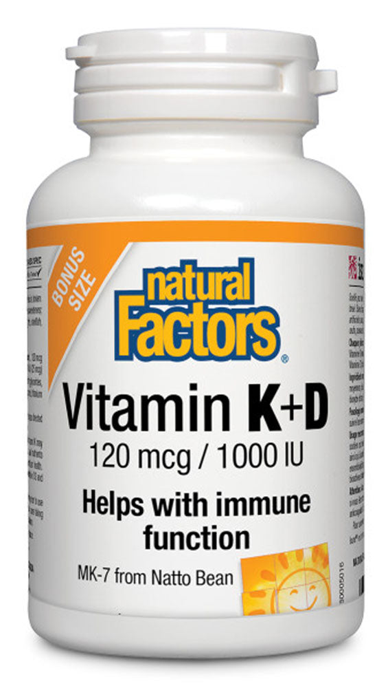 NATURAL FACTORS Vitamin K + D Bonus (180 sgels)