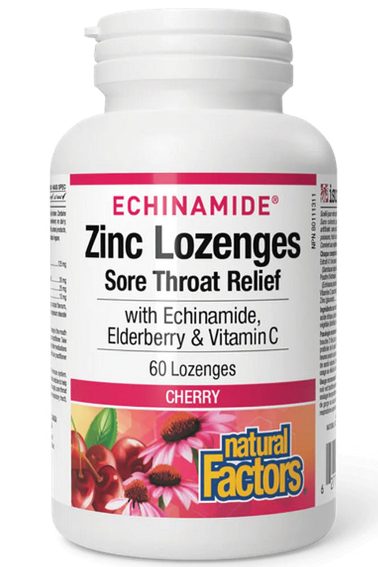 ECHINAMIDE Zinc Lozenges with Echinamide, Elderberry & Vitamin C (Cherry - 60 lozenges)