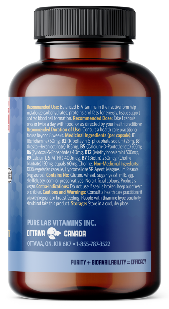 PURE LAB VITAMINS Bioactive B Complex Slow Release (120 veg caps)