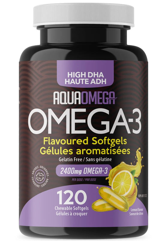 AQUAOMEGA High DHA Omega-3 (Lemon Chew - 120 ct)