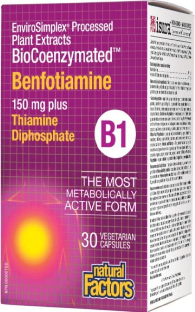 NATURAL FACTORS BioCoenzymated Benfotiamine B1 (30 veg caps)