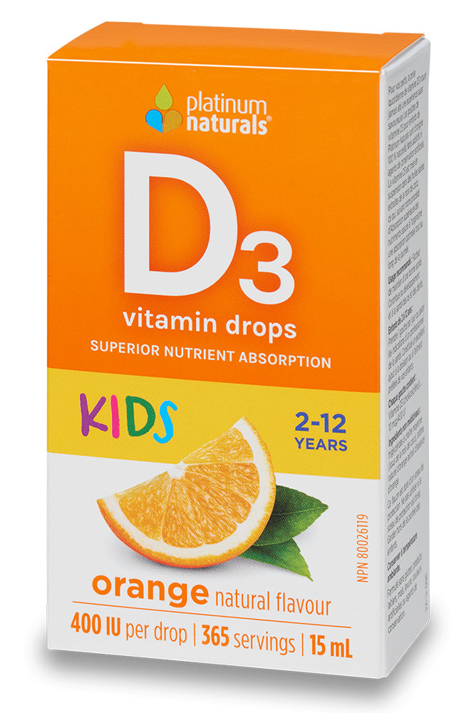 PLATINUM Vitamin D3 Drops for Kids (Orange - 400 iu - 15 ml )