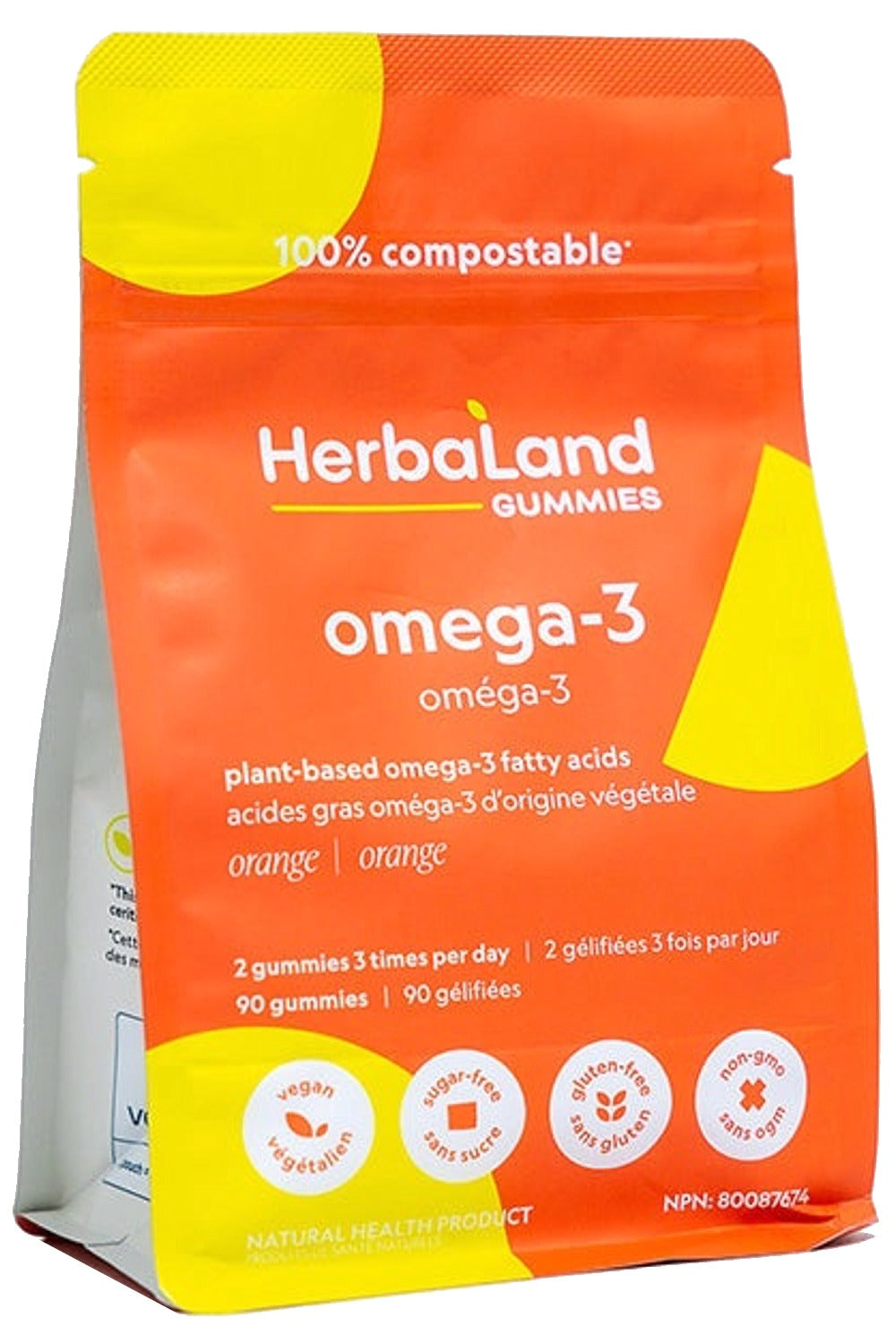 HERBALAND Vegan Plant Base Omega 3 for Adults (Orange - 90 Gummies)